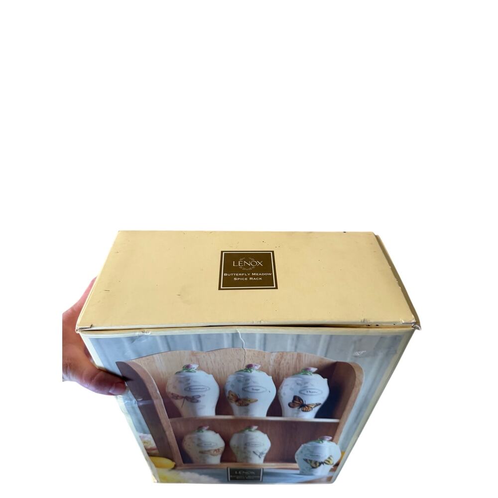 Lenox Butterfly Meadow Spice Rack Set with Jars & Shelf With Box 2000s - Picture 7 of 11